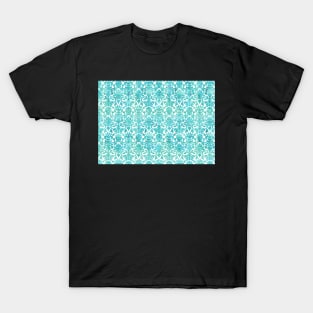 Blue White Damask Watercolor Pattern T-Shirt